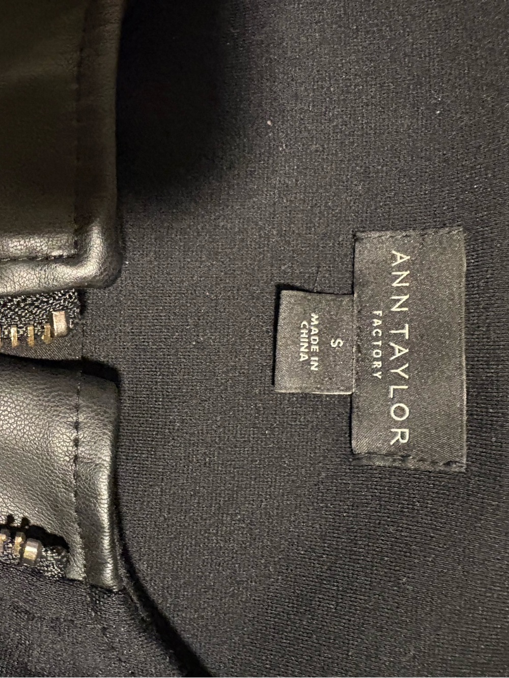 Ann Taylor Ponte Knit- Black Leather-Trim Jacket